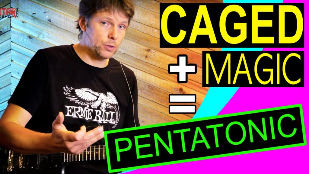 With this free step by step guitar lesson you learn how to play the Major Pentatonic Scale using the CAGED system and 2 extra colour notes.